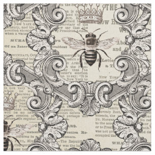 Tissu Abeilles vintages et journaux Imprimer