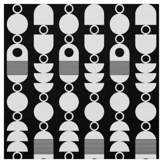Tissu Abstrait 140823 - Blanc sur noir (Échantillon)