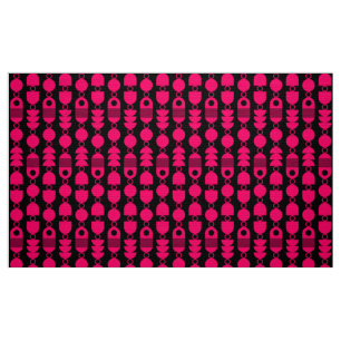 Tissu Abstrait 140823 - Rouge néon sur noir