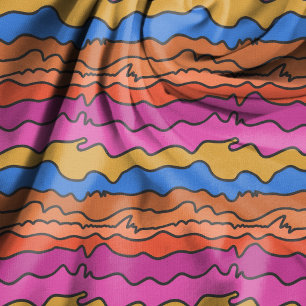 Tissu Abstrait aux Couleurs Terreuses Ondulées Hor