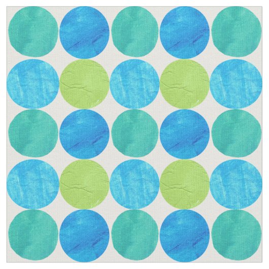 Tissu Abstrait bleu vert blanc cercles (Fermer)