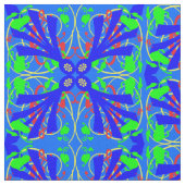 Tissu Abstrait de fleurs bleues et vertes (Fermer)