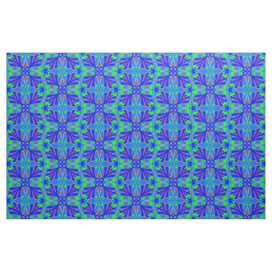 Tissu Abstrait de fleurs bleues et vertes (Fat Quarter)