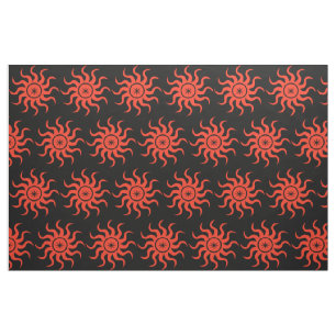 Tissu Abstrait du soleil rouge