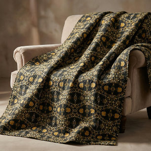 Tissu Abstrait Ethnic Luxury Arabesque Gold et Black