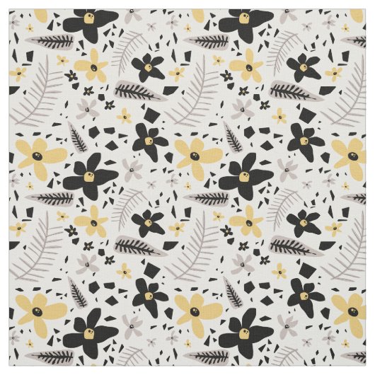 Tissu Abstrait Gris jaune noir gris sans joint motif flo (Échantillon)