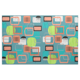 Tissu abstrait moderne de Teal de la moitié du