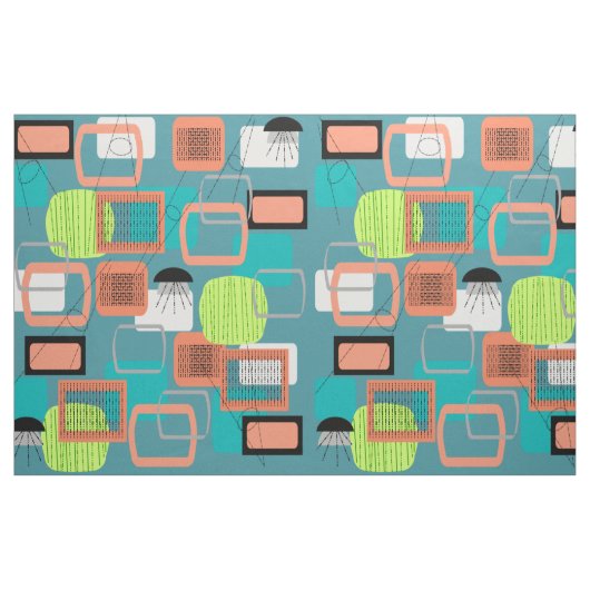 Tissu abstrait moderne de Teal de la moitié du (Yard)