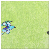 Tissu Abstrait noir blanc brillant fleurs sur vert (Échantillon)