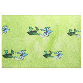 Tissu Abstrait noir blanc brillant fleurs sur vert (Fat Quarter)
