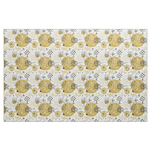Tissu Abstrait Rayure Or Noir No.02