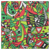Tissu Abstrait Tribal Psychédélique Vibrant (Échantillon)