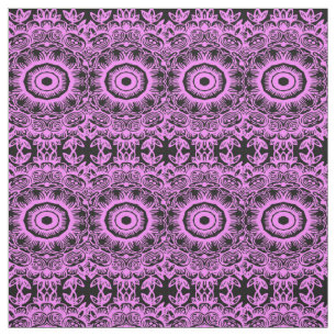 Tissu Abstraite impression florale violette et noire