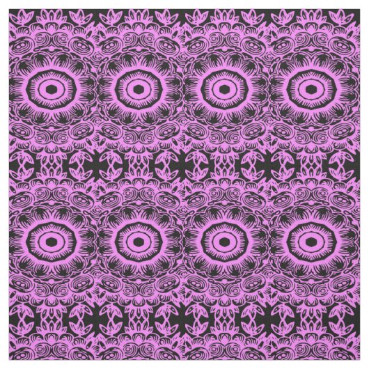 Tissu Abstraite impression florale violette et noire (Échantillon)