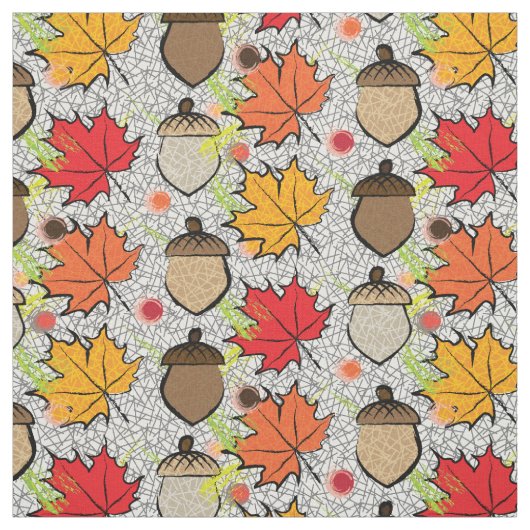 Tissu Acorns et feuilles VII (Échantillon)