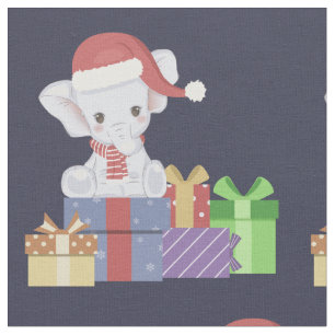 Tissu adorable bébé éléphant de Noël