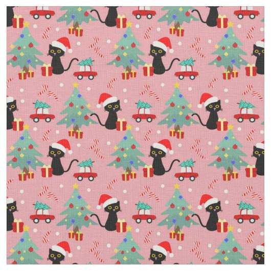 Tissu adorable Chats noirs de Noël (Fermer)