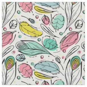 Tissu Adorable feuille dessinée à la main Colorant jaune