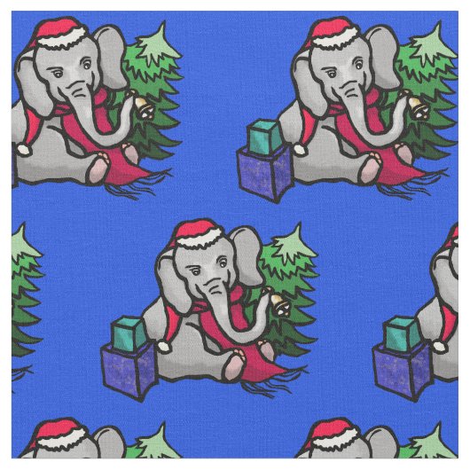 Tissu Adorable Motif de Noël Sant Elephant (Fermer)