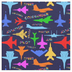 Tissu Aéronefs Colorés De L'Aviation Militaire En Bleu