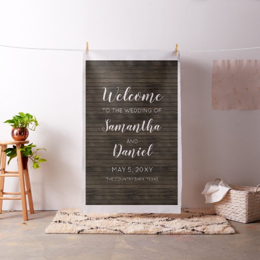 Tissu Affiche de bienvenue Mariage Rustic Barn Wood (In Situ)