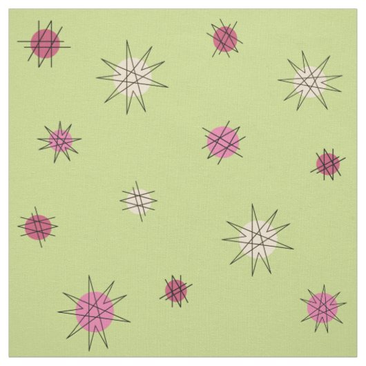 Tissu Age atomique Starburst Planètes Lime Green (Échantillon)