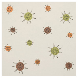 Tissu Âge atomique Starburst Planètes Tan Brown