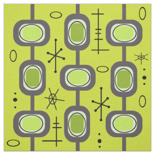 Tissu Âge de l'espace Art géométrique Chartreuse Vert