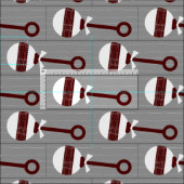 Tissu Aggie Maroon Plaid Baby Rattle sur Grey (Carreau)