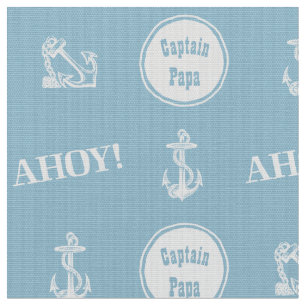 Tissu Ahoy ! Motif d'Ancre de bateau personnalisé bleu c