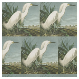 Tissu Aigrette neigeuse d'Audubon oiseau de rivage ornit
