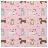 Tissu Aiguilles et perles de Pitbull rose et violet (Échantillon)