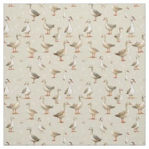 Tissu Ailes de plume : Oies blanches