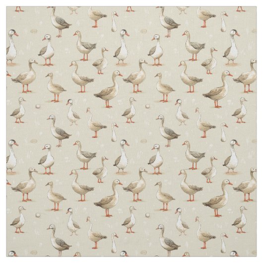 Tissu Ailes de plume : Oies blanches (Échantillon)