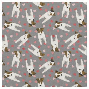 Tissu Aimer mon Jack Russell Les chiens Terrier Coeurs N