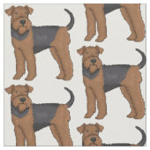 Tissu Airedale terrier dog cartoon (Fermer)