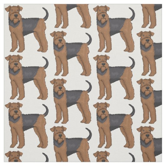 Tissu Airedale terrier dog cartoon (Échantillon)