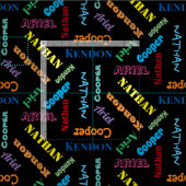 Tissu Ajouter 4 noms d'enfants ou d'animaux de compagnie (Carreau)