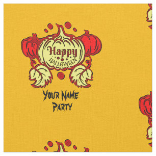 Tissu Ajouter Votre Nom Texte Happy Halloween Citrouille