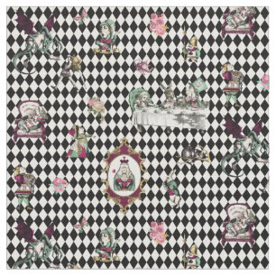 Tissu Alice au pays des merveilles sur l'arlequin noir e