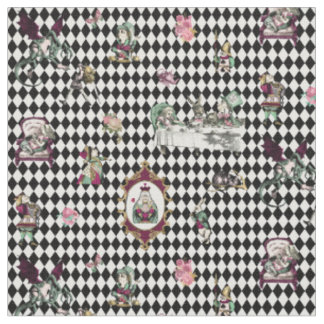 Tissu Alice au pays des merveilles sur l'arlequin noir e
