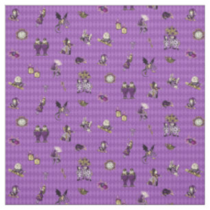 Tissu Alice au pays des merveilles sur l'arlequin violet