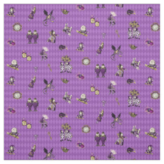 Tissu Alice au pays des merveilles sur l'arlequin violet