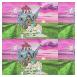 Tissu Alice au pays des merveilles sur Tea pot Arrière -