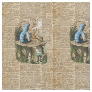 Tissu Alice, champignon et Jin, art vintage de