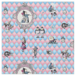 Tissu Alice en Wonderland hiver sur Arrière - plan rose/