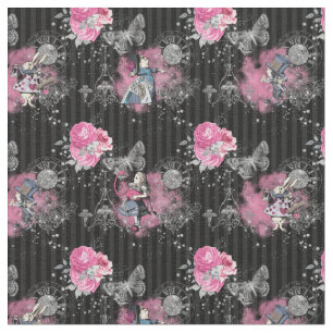 Tissu Alice en Wonderland hivernal sur Black Stried