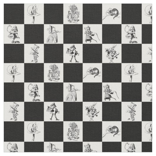 Tissu Alice noir et blanc sur le tableau de bord (Fermer)