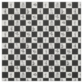 Tissu Alice noir et blanc sur le tableau de bord (Échantillon)