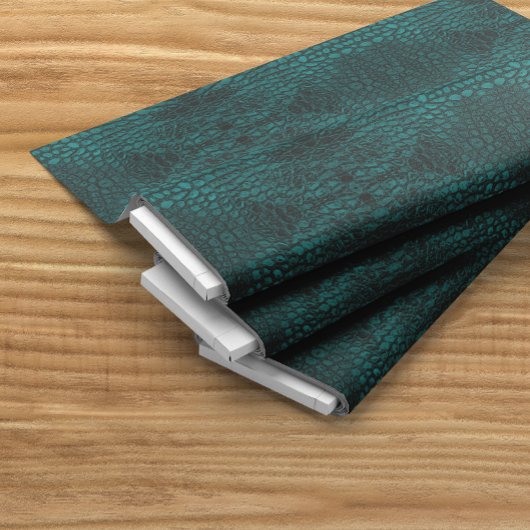 Tissu Alligator Turquoise Faux Cuir